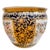 Vintage Chinese Export fish bowl planter hand-decorated with large gold floral scrolls and four scenic panels of birds,...