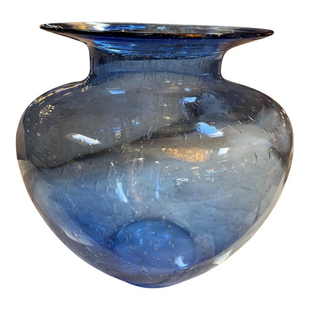 Italian Blue Art Glass Vase, 1970s For Sale