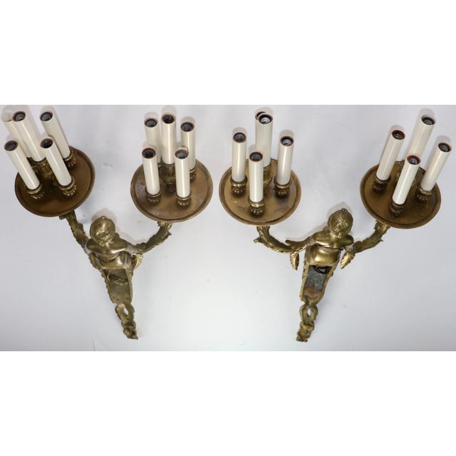 Circa 1900 French Empire Style Bronze Sconces Depicting Acantha - a Pair For Sale - Image 11 of 13