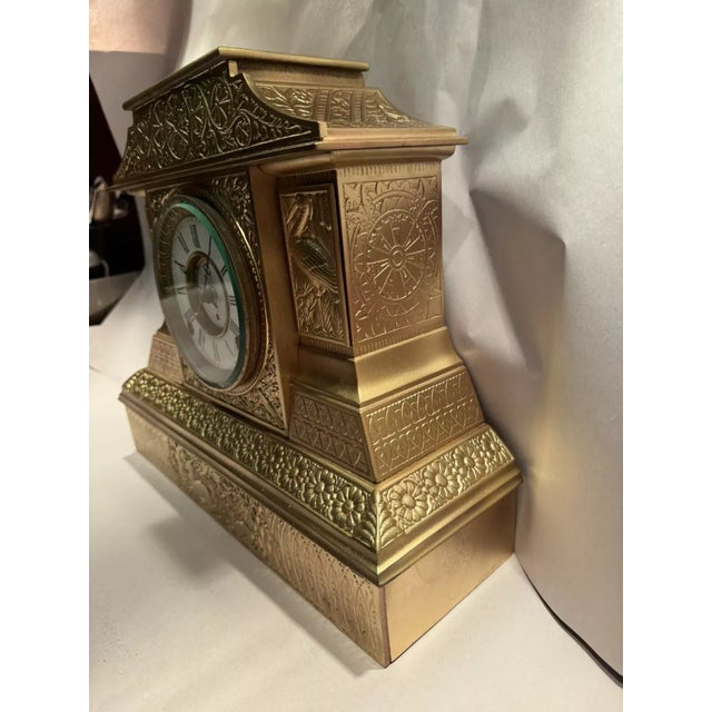 19th Century Cast Metal Aesthetic Style Mantel Clock by Kroeber- “Arabia” Model For Sale - Image 11 of 12