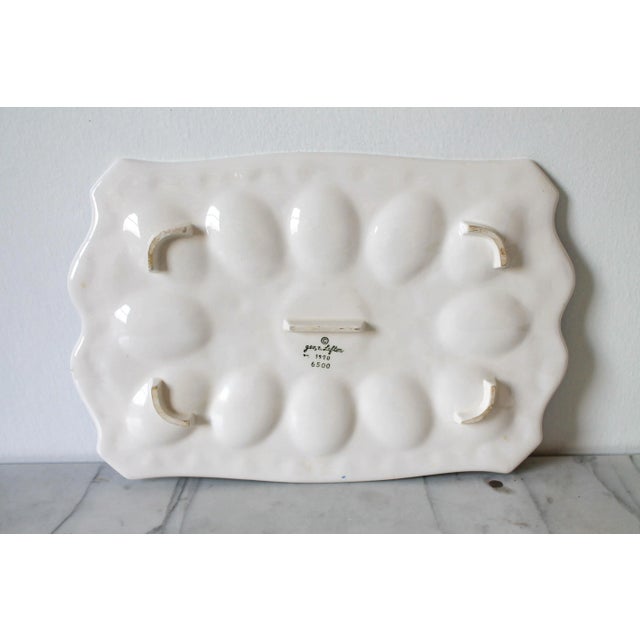 Mid 20th Century Lefton Blue and White Deviled Egg Tray W/ Floral Motif For Sale - Image 5 of 6