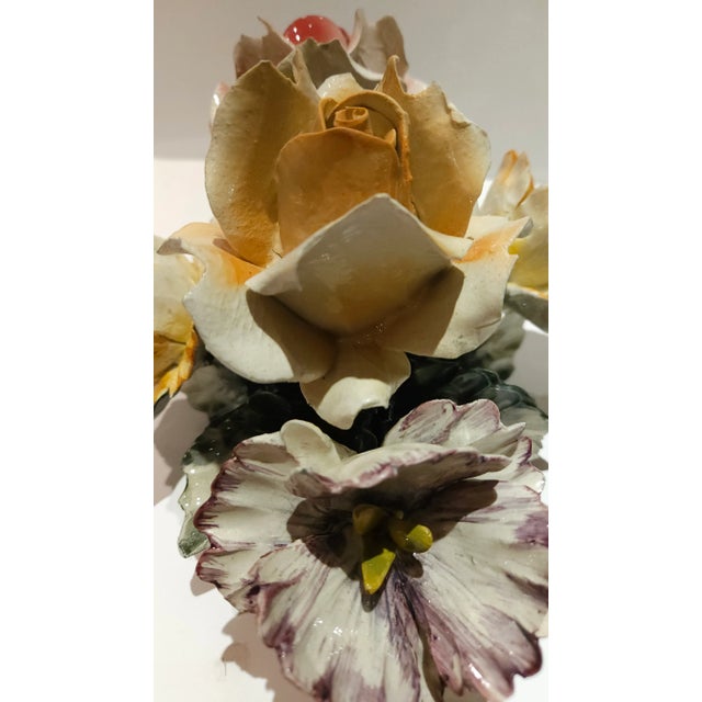 1930s Vintage Centerpiece Capodimonte Porcelain Flower Basket Made in Italy For Sale - Image 10 of 12