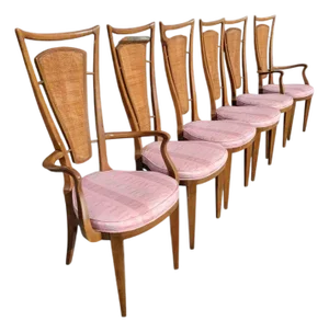1970s Romweber High Back Sculptural Dining Chairs - Set of 6