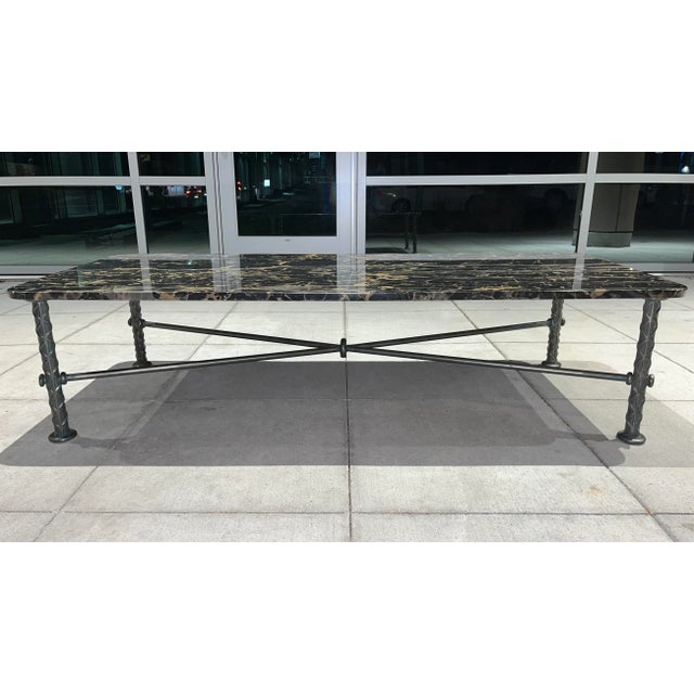 Mid 20th Century Manner of Ilana Goor Steel “Rebar” Coffee in Portoro Marble For Sale - Image 5 of 13