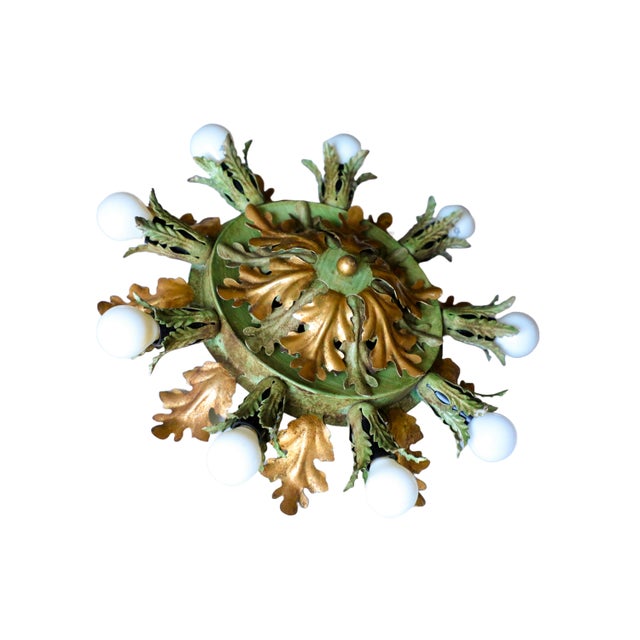 Vintage Gold & Green Florentine Ceiling Lamp from Banci, 1970s For Sale - Image 15 of 15