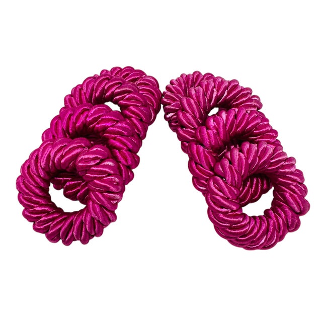 1990s Vintage 90s Hot Pink Fabric Napkin - Rings (Set of 8) For Sale - Image 5 of 10