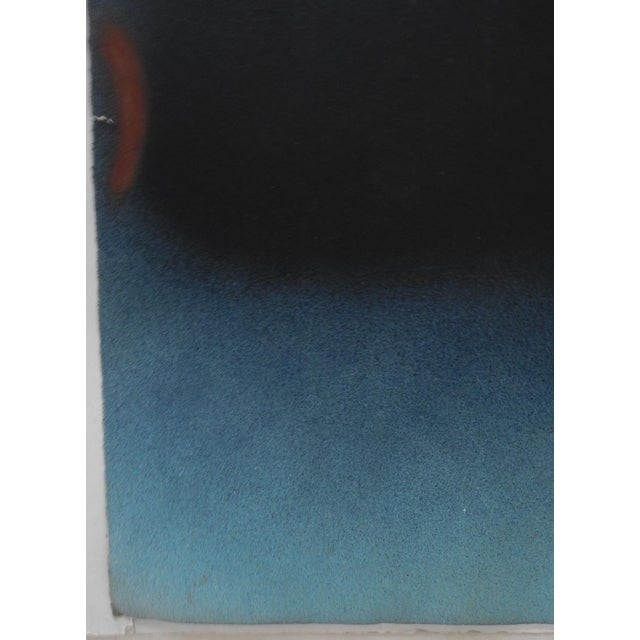 Contemporary Vintage 1970s Black Smoky Blue Abstract Painting For Sale - Image 3 of 6