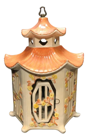 Mid 20th Century Majolica Birdcage Glazed Ceramic