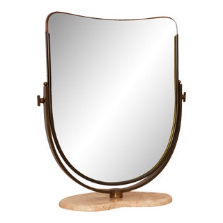 Antique Italian Table Mirror With Marble Base For Sale