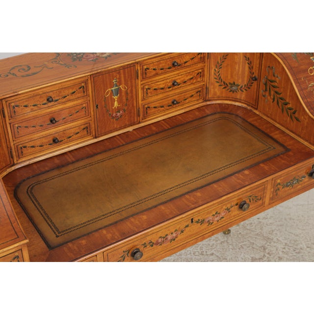 Vintage Edwardian Satinwood Painted Carlton House Desk For Sale - Image 11 of 18