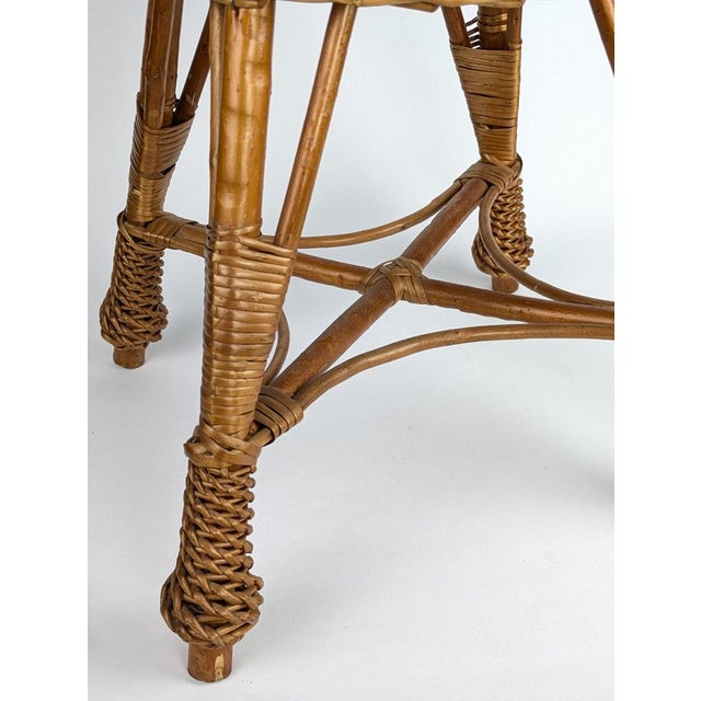 Vintage Wicker Stool, 1960 For Sale - Image 3 of 6