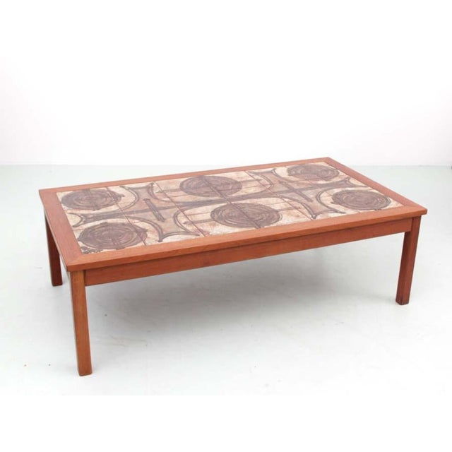 Mid-Century Modern Scandinavian Coffe Table with Ceramic Tiles For Sale - Image 3 of 9