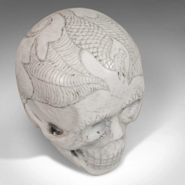 20th Century Marble Carved Decorative Skull Ornament For Sale - Image 9 of 13