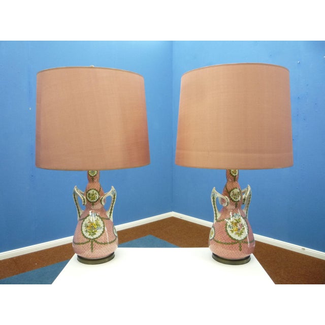 Italian Ceramic & Brass Table Lamps, 1950s, Set of 2, Set of 2 For Sale - Image 17 of 17