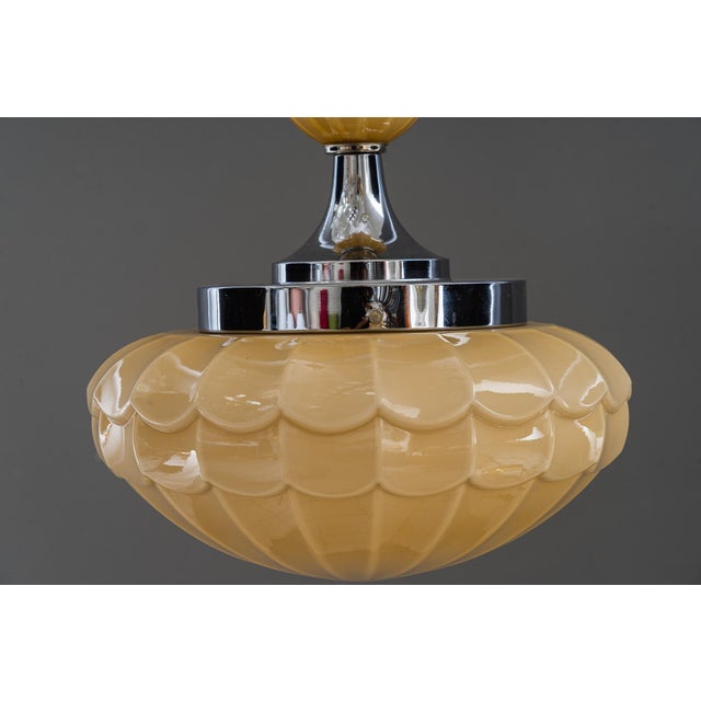 Art Deco Pendant vienna around 1920s with original glass (chrome). Original condtion. Original glass. European Plug (up to...