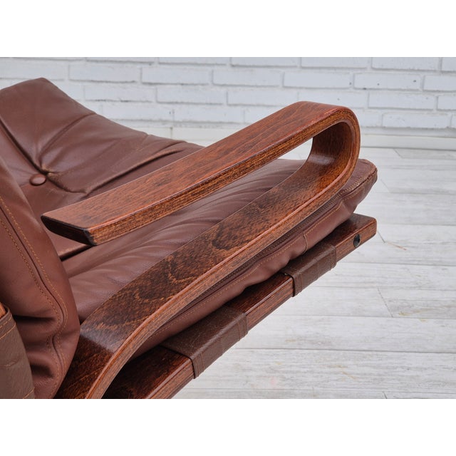 Vintage Scandinavian Lounge Chair in Leather, 1970s For Sale - Image 15 of 18