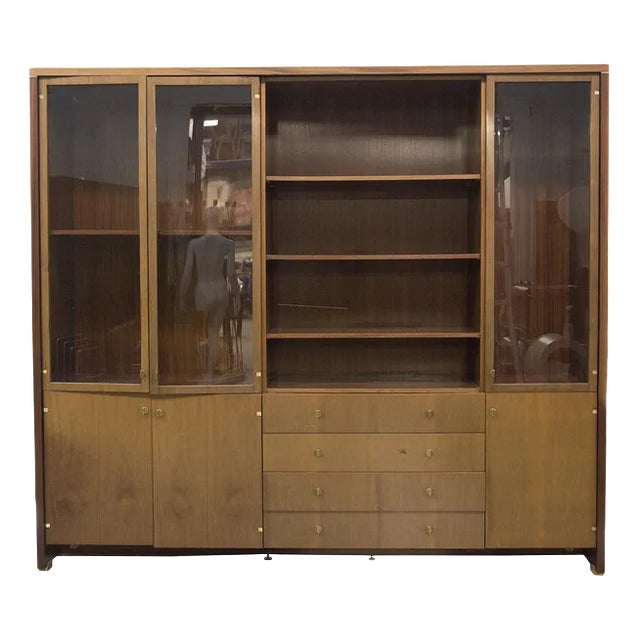 Vintage Wood and Glass Bookcase by Pierre Balmain For Sale