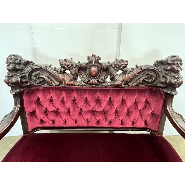 Wood Antique Victorian Karpen Highly Carved Mahogany Parlor Set For Sale - Image 7 of 9