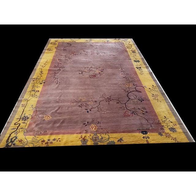 1920s Chinese Art Deco Carpet ( 9' 2" x 14' 4" - 280 x 437 cm ) Antique Oversized Chinese - Art Deco Wool Room Size Ivory...