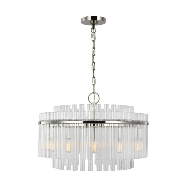 2020s Chapman & Myers by Visual Comfort Studio Beckett Medium Chandelier, Silver For Sale - Image 5 of 5
