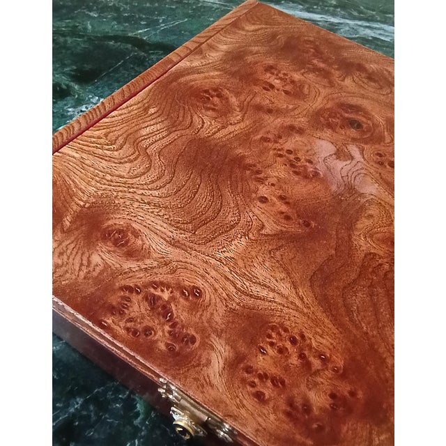 Antique French Burl Wood Large Jewelry Decorative Cigarette Case Box For Sale - Image 4 of 15