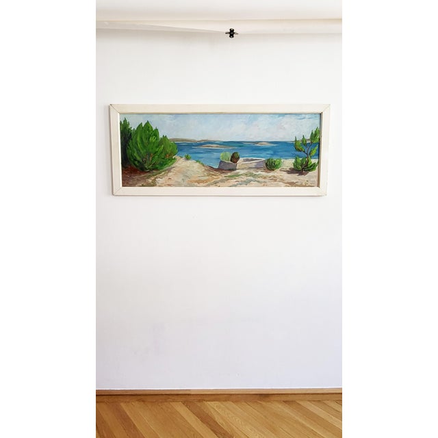 Adriatic Coastal Landscape, 1960s, Oil Painting on Canvas, Framed For Sale - Image 15 of 16