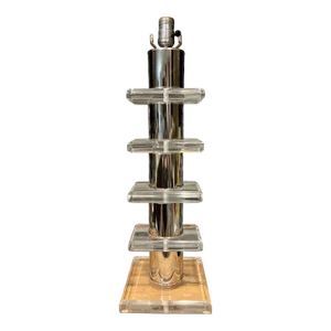 Vintage Mid Century Modern Lucite & Chrome Tiered Table Lamp