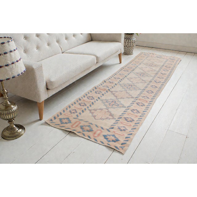 Textile Oushak Vintage Hallway Wool Runner For Sale - Image 7 of 10