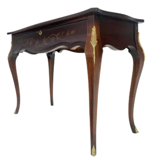 Mahogany Country French Bronze Mount 1 Drawer Console Hall Entry Table