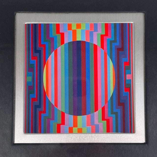 1970s Victor Vasarely, Hungarian Modern Op Art Composition, 1970s, Framed For Sale - Image 5 of 13