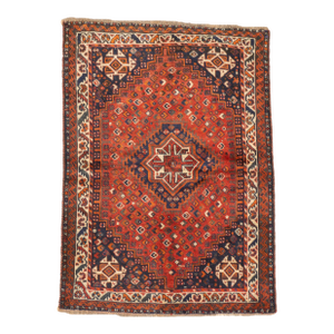 Vintage Hand-Knotted Persian Qashqai Rug 3'11" X 5'4"