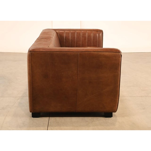 Art Deco Style Brown Leather Sofa For Sale - Image 16 of 18
