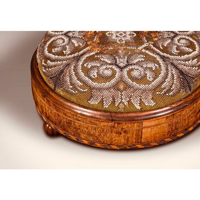 Pair of English Walnut Beaded Footstools,c1840 For Sale - Image 12 of 18