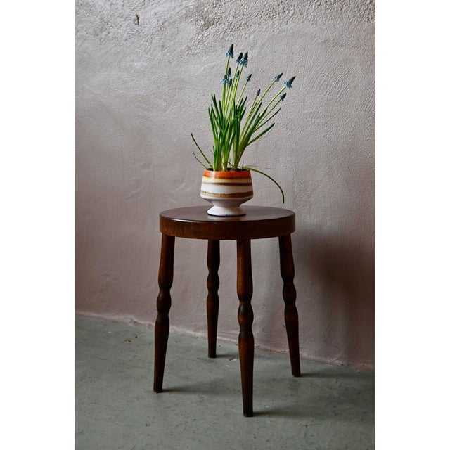 Vintage Bohemian Stool with Turned Legs by Joamin Baumann for Baumann, 1980s For Sale - Image 3 of 10