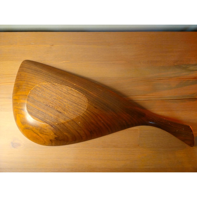 60's Emil Milan Mid Century Modern Signed Walnut Wooden Tray Bowl For Sale - Image 6 of 7