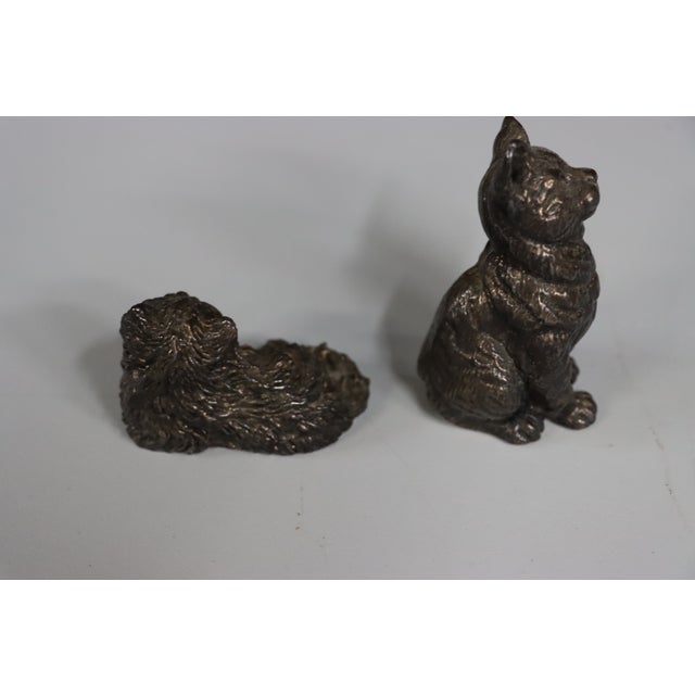 Silver Pair of Sterling Silver Cat Figurines For Sale - Image 8 of 9