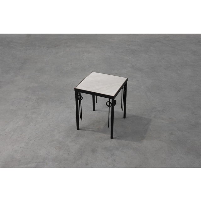 Black Square Cast Iron and Marble Side Table from Pia Manu, Belgium, 1960s For Sale - Image 8 of 11