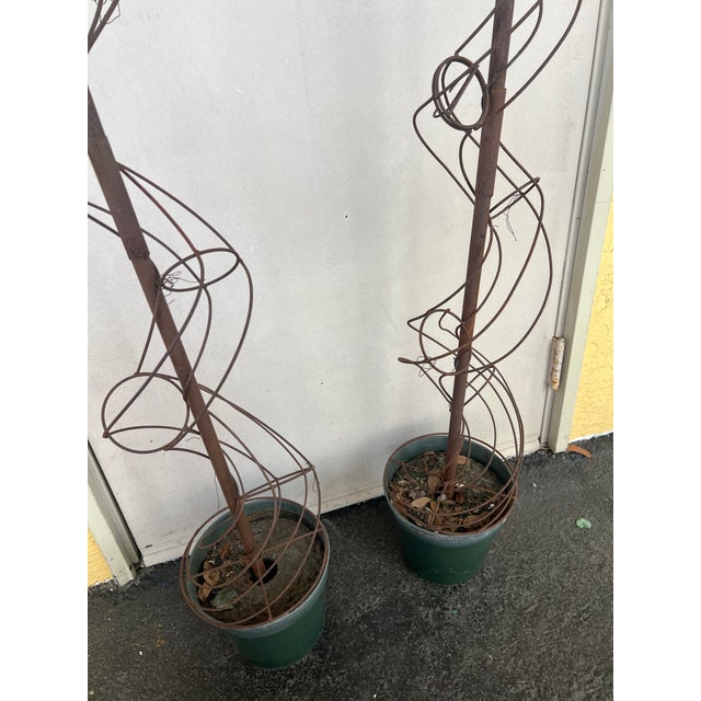 Late 20th Century Late 20th Century Monumental Metal Obelisk Trellis Plant Support -2 For Sale - Image 5 of 8