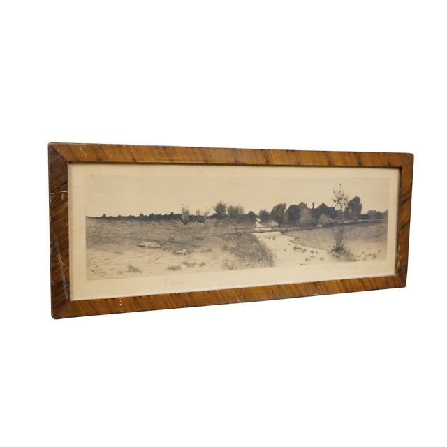 Victorian Antique Henry Mortikar Rosenberg Babbling Brook Panoramic Landscape Etching 25" For Sale - Image 3 of 15