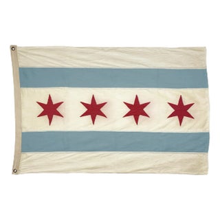 Sewn Linen Flag of Chicago, Vintage Style, New For Sale