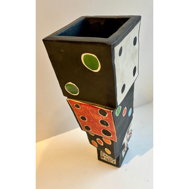 Postmodern Large Post Modern "Stacked Dice Vase" Art Sculpture by Artist Michael Corney For Sale - Image 3 of 12