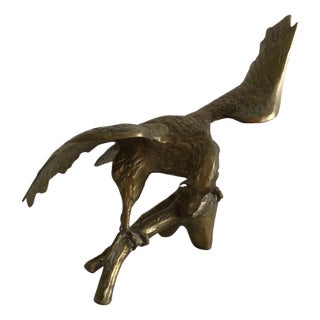 1950s Brass Eagle on Branch Sculpture For Sale