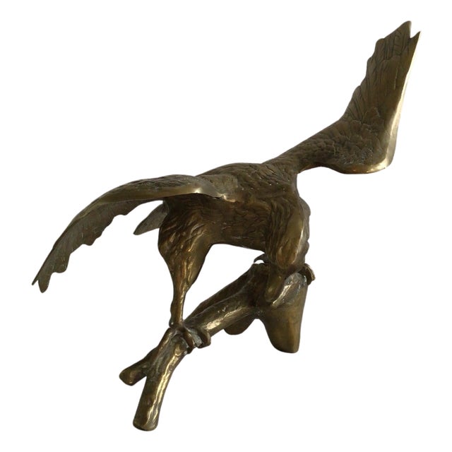 1950s Brass Eagle on Branch Sculpture For Sale