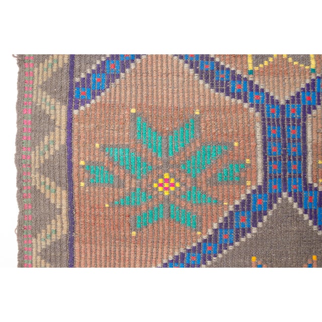 Tribal Oushak Geometric Vintage Kilim Runner For Sale - Image 6 of 10