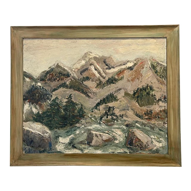 G Waggoner Impressionist Landscape Forest Winter Scene Mountain View Signed Oil on Panel For Sale