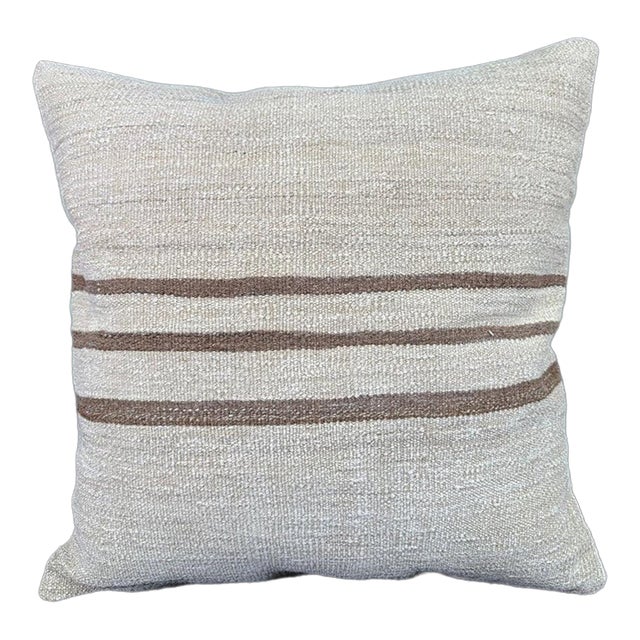 Turkish Hemp Pillow Cushion Natural Beige Brown Pillow Cushion Cover 24"x24" For Sale
