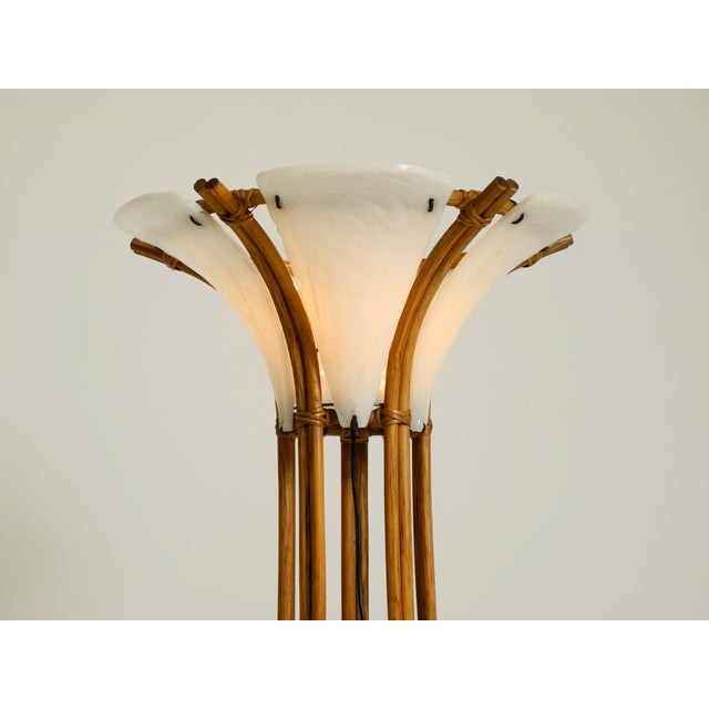 Bamboo Floor Lamp with White Acrylic Glass Elements, 1960s For Sale - Image 16 of 18