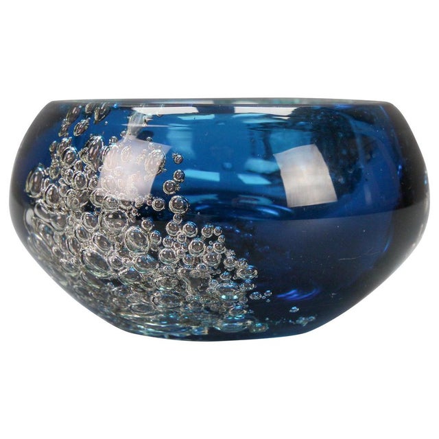 Small Blue Bubbled Glass Bowl by Zwiesel, Germany, 1970s For Sale - Image 16 of 16