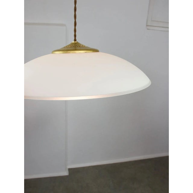 Mid-Century Italian Saucer Glass and Brass Pendant Lamp For Sale - Image 12 of 18