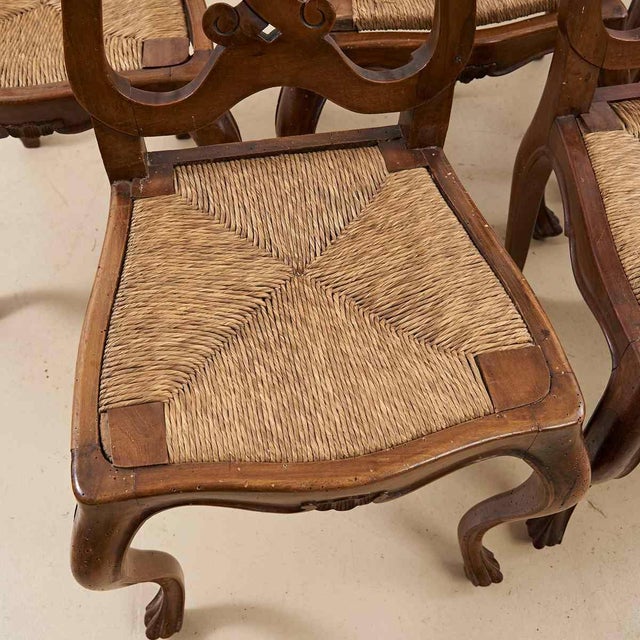 Antique Wooden Chairs with Straw Seats, Set of 8 For Sale - Image 3 of 8